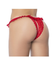 Culotte ouverte rouge avec froufrou en dentelle  - MAL119RED